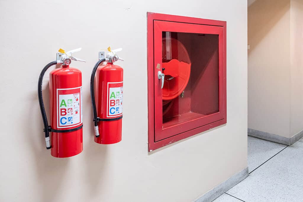 fire extinguisher on the wall